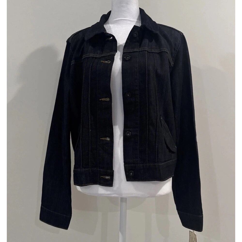 Levi's Women's L Dark Wash Cropped Denim Jean Jacket Western Boho